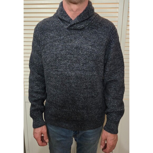 Immagini Made in Italy Marled Blue Gray long sleeve Fisherman pullover sweater M - Picture 1 of 6